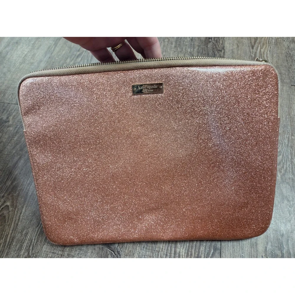 Kate Spade New York Rose Gold Glitter Sleeve for 13” Laptop Padded Zippered